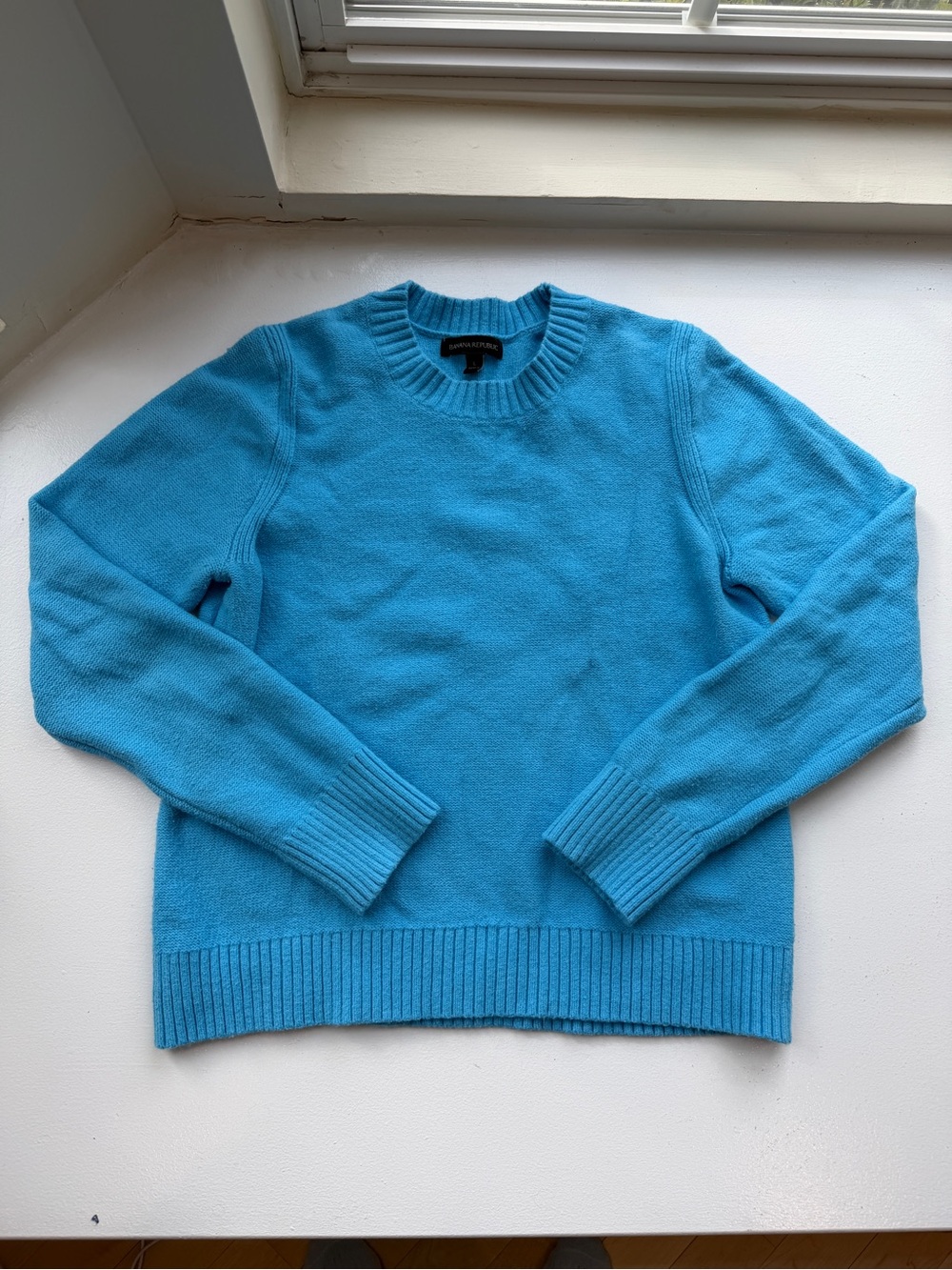 Banana Republic Bright Turquoise Crewneck Sweater Cotton Blend Large